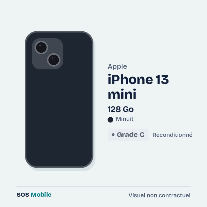 Apple iPhone 13 mini 128 Go Minuit - Grade C