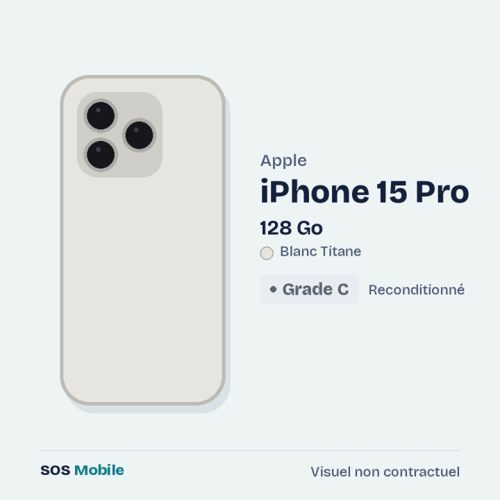 Apple iPhone 15 Pro 128 Go Blanc Titane - Grade C