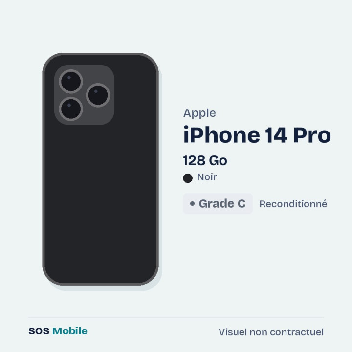 Apple iPhone 14 Pro 128 Go Noir - Grade C