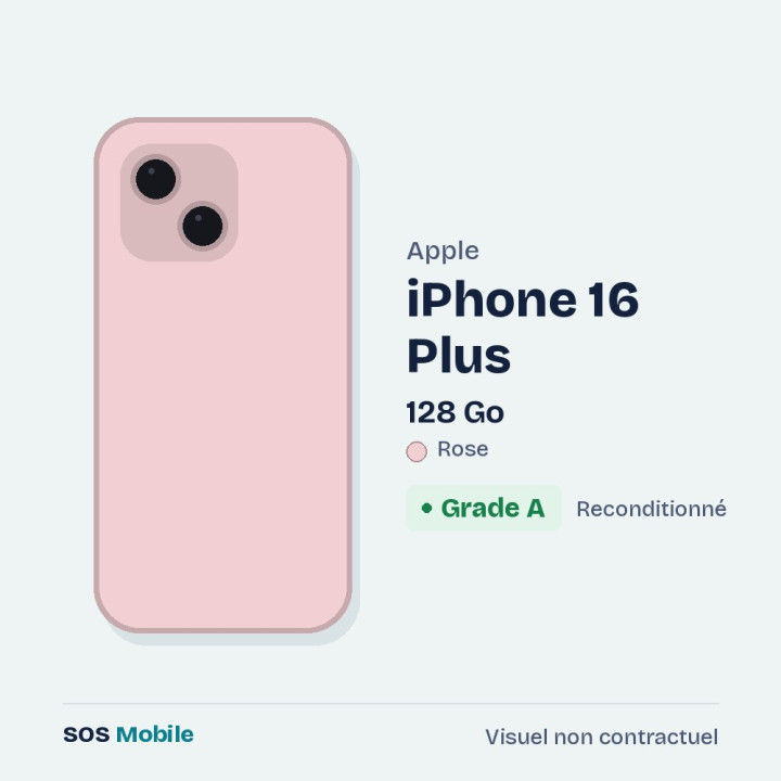 Apple iPhone 16 Plus 128 Go Rose - Grade A