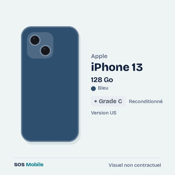Apple iPhone 13 128 Go Bleu (Version US) - Grade C