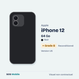 Apple iPhone 12 64 Go Noir (Version US) - Grade B
