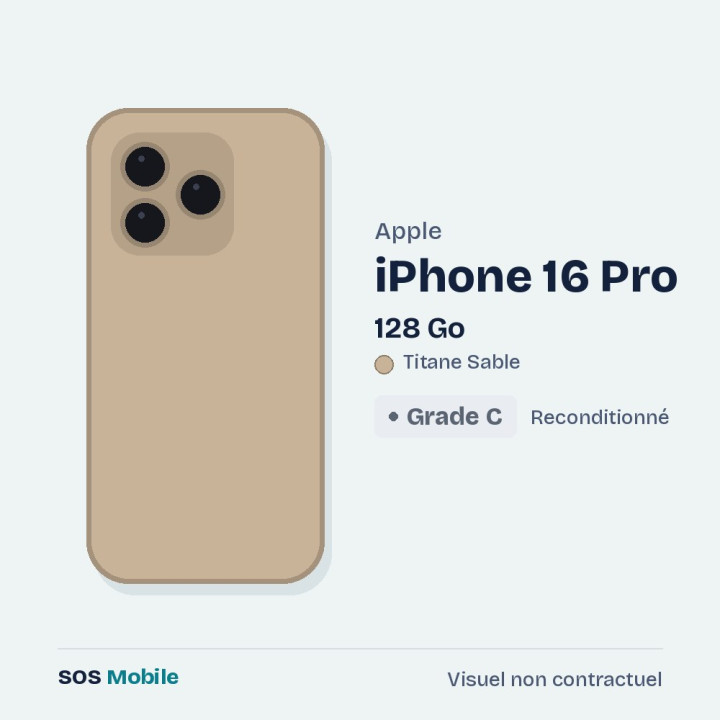 Apple iPhone 16 Pro 128 Go Titane Sable - Grade C