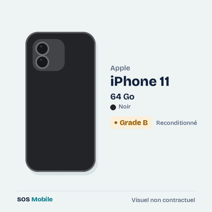 Apple iPhone 11 64 Go Noir - Grade B