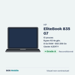 HP EliteBook 835 G7 13" - Ryzen R3 4e gén. - 8 Go RAM - SSD 256 Go - Grade A