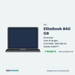 HP EliteBook 840 G8 14" - Core i5 11e gén. - 8 Go RAM - SSD 256 Go - Grade A